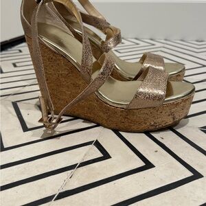 Jimmy Choo Gold Wedge Sandals